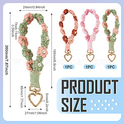 3 pendentif décoratif en forme de fleur tressée en coton&nbsp;AJEW-TA0002-72D