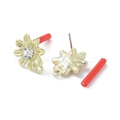 Aleación dorada chapada en estante con fornituras de aretes de rhinestone&nbsp;EJEW-B036-02G-14