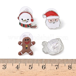 4 Stück Ohrstecker mit Weihnachtsmotiv aus einer Legierung mit Emaille-Beschichtung&nbsp;EJEW-B068-02KCGG-02