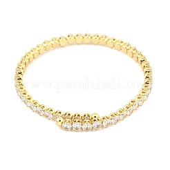 Braccialetti aperti da donna con pavé di ottone placcato in cremagliera trasparente con zirconi cubici&nbsp;BJEW-U004-02G