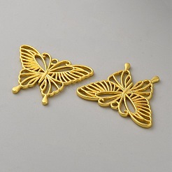 Schmetterlingsanhänger aus Zinklegierung mit offener Rückseite&nbsp;FIND-WH0016-61B-G