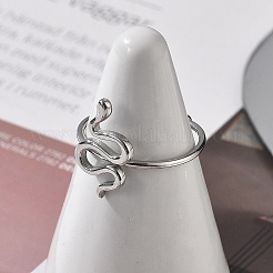 Offener Manschettenring aus 304 Edelstahl mit Schlangenmotiv für Damen&nbsp;RJEW-M049-02P