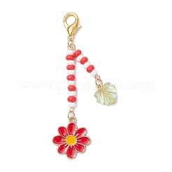 Anhängerdekorationen aus Emaille mit Blumenlegierung&nbsp;HJEW-MZ00337-01