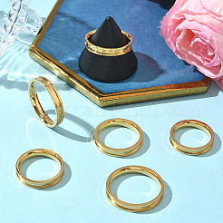 18 stücke 6 stile 201 edelstahl geriffelte finger ring einstellungen&nbsp;RJEW-SC0001-33G