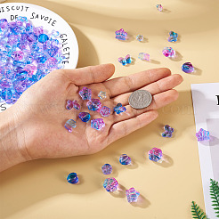 160pcs 8 cuentas de vidrio pintadas con spray transparente estilo&nbsp;GLAA-BY0001-01
