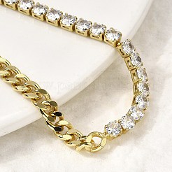 Pulseras de cadena de eslabones cuadrados con micropavé de circonita cúbica de latón&nbsp;BJEW-L460-005G-02