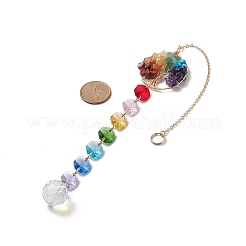Décorations pendentif en perles de verre octogone chakra&nbsp;HJEW-JM00835
