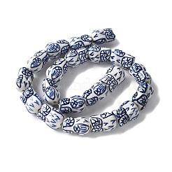 Hebras de cuentas de cerámica de porcelana azul y blanca hechas a mano&nbsp;PORC-L018-03A