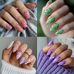 Plantillas de arte de uñas diy de acero inoxidable&nbsp;MRMJ-WH0092-062