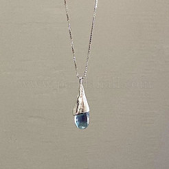 Stahlblaue Tropfen-Halsketten aus Messing mit Kunststoffanhänger für Damen&nbsp;FS-WG80BCE-01