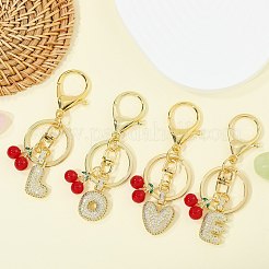 Portachiavi con ciondolo a forma di lettera in ottone micro pavé di zirconi cubici trasparenti&nbsp;KEYC-SW00015-Y