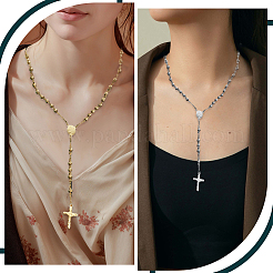 2 collier de chapelet en acier inoxydable 201&nbsp;NJEW-GO0001-08