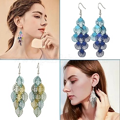 5 Paar 5 Farben 430 Edelstahl Muschelform Ohrhänger&nbsp;EJEW-YW0001-12