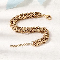 Armbänder aus byzantinischen Ketten aus Edelstahl 304 für Damen&nbsp;BJEW-P399-01B-G