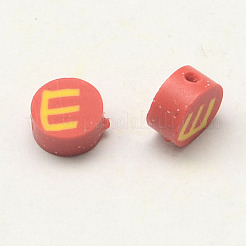 Handgemachten Polymer Clay flach rund mit Großbuchstaben Perlen&nbsp;CLAY-Q209-6mm-M