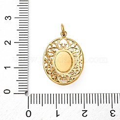 304 Edelstahl Pavé natürliche Muschel hohl ovale Anhänger&nbsp;STAS-I331-33G