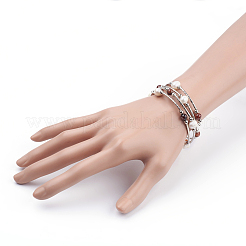 4-Schlaufen-Wickelarmbänder aus natürlichem gestreiftem Achat/Bandachat (gefärbt).&nbsp;BJEW-JB03356