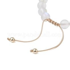 8 mm runde geflochtene Perlenarmbänder aus synthetischem Mondstein und Muschelkernperlen&nbsp;BJEW-JB10428