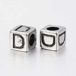 Perline europee con lettera a foro grande in acciaio inossidabile 304&nbsp;LS-STAS-H428-01AS-D