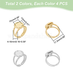 8 anillo de puño abierto de acero inoxidable 304 de 2 colores.&nbsp;RJEW-UN0002-74