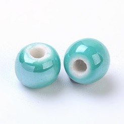 Cuentas redondas de porcelana esmaltada&nbsp;PORC-S489-6mm-06