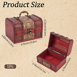 Schmuckaufbewahrungsetuis aus Holz im Retro-Stil mit geprägtem Blumenmuster und Griffen&nbsp;CON-CL0001-25