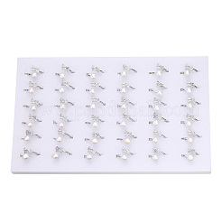 Offener Fingerring aus Naturperlen mit Mikropflaster und klarem Zirkonia&nbsp;PEAR-N022-C03