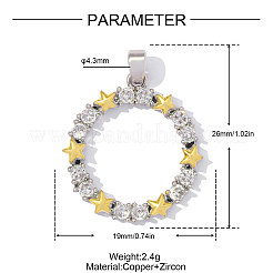 Pendenti in zirconi cubici trasparenti in micro pavè di ottone&nbsp;CU-OY001-75G