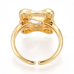 Anelli per polsini da donna in ottone con micro pavé di zirconi trasparenti&nbsp;KK-T074-12G