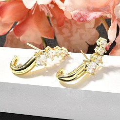 Latón micro pave aretes de circonita cúbica transparente&nbsp;EJEW-C126-09G