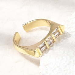Offene Manschettenringe aus Messing mit Mikropavé und Zirkonia für Damen&nbsp;RJEW-L343-02G-06