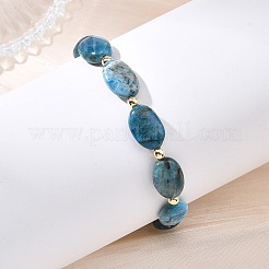 Bracelets extensibles ovales en perles d'apatite naturelle et d'hématite synthétique non magnétique pour femmes et hommes&nbsp;BJEW-JB13934-02