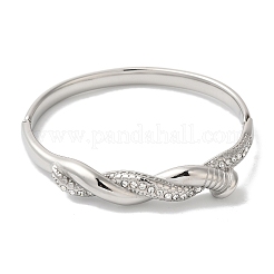 Braccialetti in acciaio inossidabile con cerniera a torsione e strass di cristallo per le donne&nbsp;BJEW-G719-15P