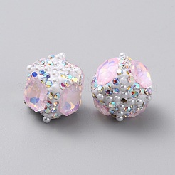 Handgemachte Fimo-Perlen Strass&nbsp;LS-CLAY-WH20005-002A-01