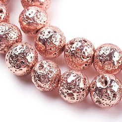 Fili di perle di roccia lavica naturale elettrodeposta&nbsp;G-E429-01-12mm