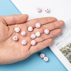 Perles de porcelaine à motifs floraux&nbsp;PORC-Q201-10mm-3