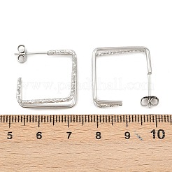 Orecchini a bottone quadrati a due strati in acciaio inossidabile 304&nbsp;EJEW-D339-02P