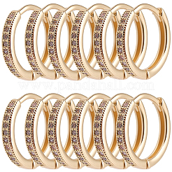 12 paio di orecchini a cerchio in ottone micro pavé con zirconi cubici trasparenti per donna&nbsp;EJEW-SC0001-97