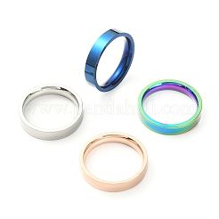 4 juego de anillos de dedo de banda lisa de acero inoxidable 201 de 4 colores para mujer&nbsp;RJEW-YW0001-03