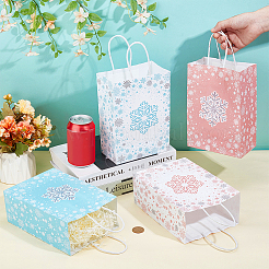 32 Stück 4 Farben Weihnachts-Tragetaschen aus bedrucktem Papier mit Schneeflockenmotiv&nbsp;ABAG-BC0001-65