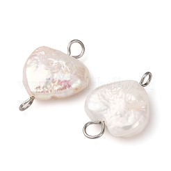 Natürliche barocke Keshi-Perlen-Herz-Anschluss-Charms&nbsp;PALLOY-JF04206-01