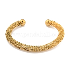 Bracelets manchettes creux en acier inoxydable 304 plaqué ion (IP) pour femmes et hommes&nbsp;BJEW-P331-13G
