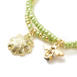 Set di braccialetti elastici con perline di semi di vetro da 2 pezzo&nbsp;BJEW-JB08088-05