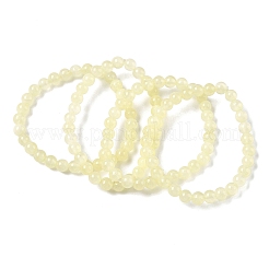 Natürliche goldene Seiden-Jade-Rundperlen-Stretcharmbänder für Damen&nbsp;BJEW-F535-01B