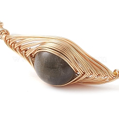 Bracciale rigido con labradorite naturale e perle&nbsp;BJEW-JB10119-03