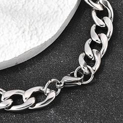 201 bracciali a catena a maglie piatte in acciaio inossidabile per uomo&nbsp;STAS-T077-22B-02P