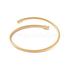 PVD-Vakuum-Beschichtung 304 Edelstahl offene Manschette Armreif mit ovalen Perlen&nbsp;X1-BJEW-C031-01G