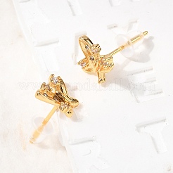 Pendientes de mariposa con micropavé de latón y circonitas cúbicas transparentes&nbsp;EJEW-C158-16B-G