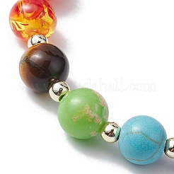 Pulsera elástica con piedras preciosas mixtas naturales y sintéticas con tema de chakra&nbsp;BJEW-JB10161