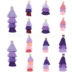 14 Stück 7 Stile Polycotton (Polyester-Baumwolle) Quastenanhänger Dekorationen&nbsp;FIND-TA0009-24